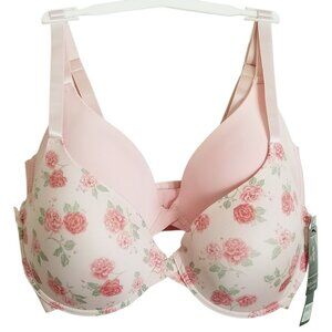 NWT Kathy Ireland Intimates Floral Cottagecore Tag Free Soft Bra 2 Piece Set 40D